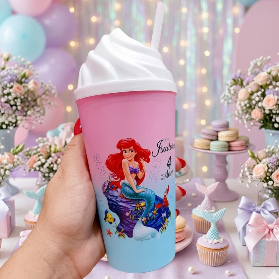 Kit Copos Twister 550ml Tampa Chantilly Degradê Personalizado Lembrancinha Festa - Aniversário 1 Ano