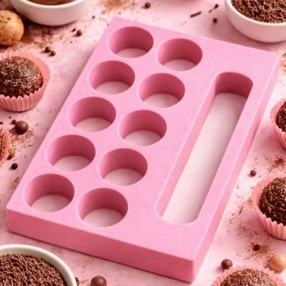 Placa Porcionadora Docinhos Brigadeiro Beijinho Molde Padronizar Tamanho 3D