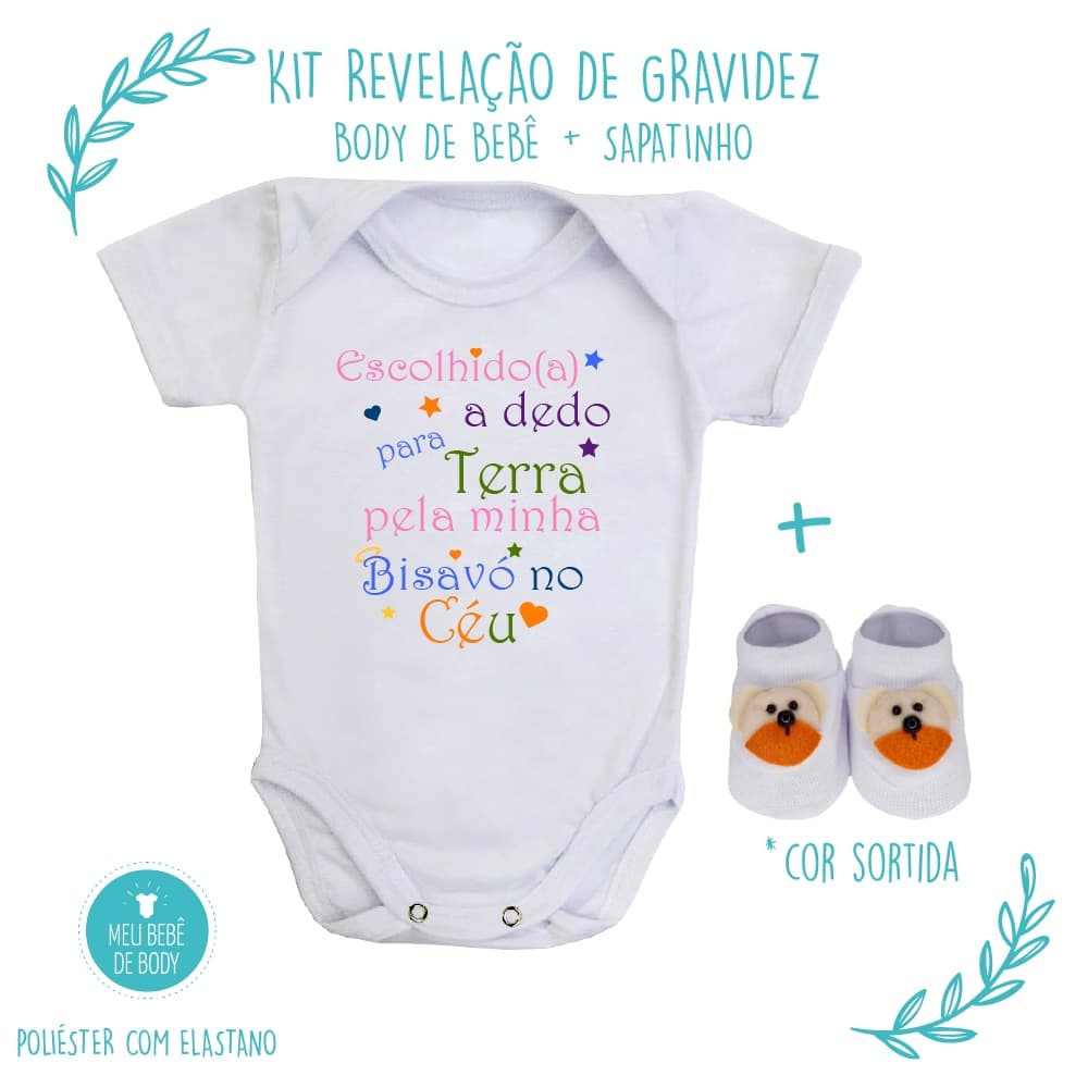 Kit Body de Bebê + Sapatinho Sortido Escolhido(A) pela Bisavó no Céu