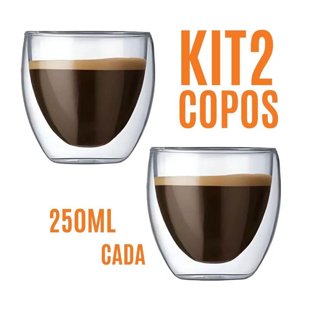 Jogo de Copos Duplo de Vidro Copo Parede Dupla 2Pçs Nespresso Dolce Gusto