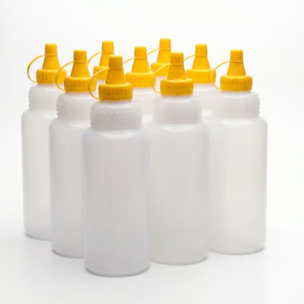 Kit Frascos Bisnaga Para Mel 1kg (750ml) Com Tampa Amarela e Lacre Modelo Tradicional