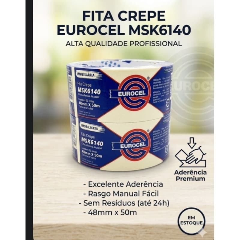 FITA CREPE LARGA KIT COM 2 PARA USO GERAL PINTURA E DECORAÇÃO MASCARAMENTO.