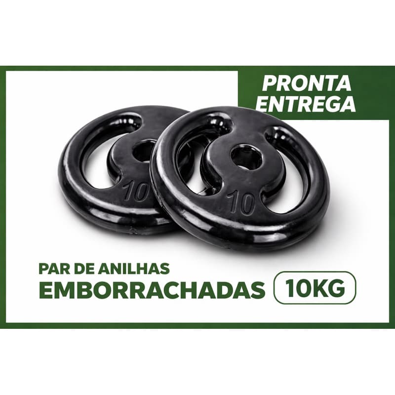 Par de Anilhas 10kg Emborrachada - 20kg Total Peso Para Exercícios Academia Musculação