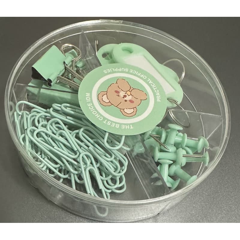 Kit Papelaria Aesthetic Verde | Clips, Prendedores, Tachinhas e Acessórios | Organizador Fofo