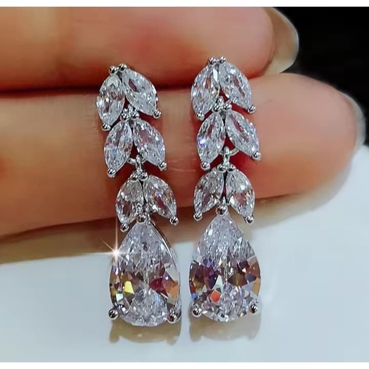 Brinco De Festa Noiva Delicado Prata Zircônia Casamento