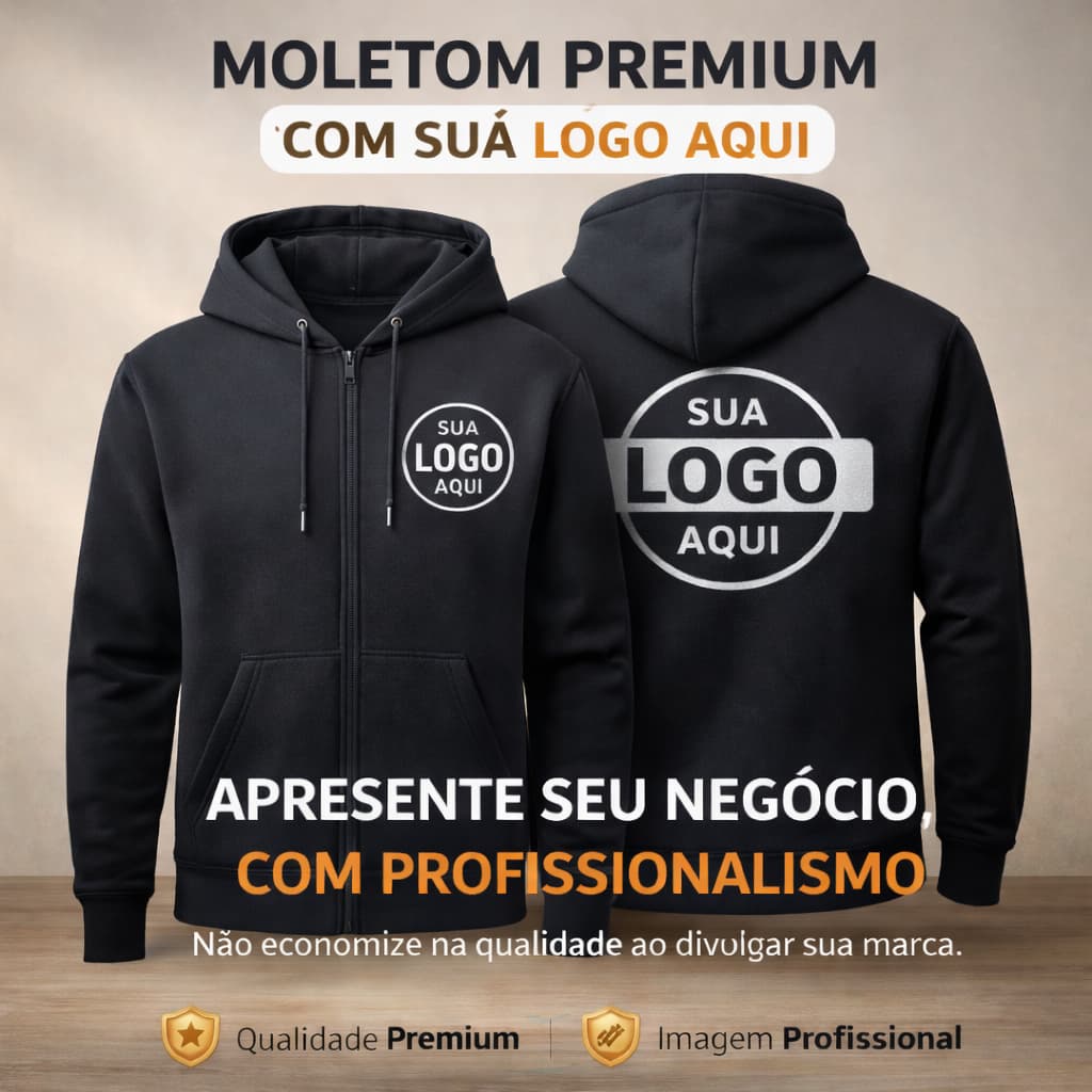 BLUSA MOLETOM ZIPER PERSONALIZADO MASCULINO E FEMNINO BOLSO CASACO UNISSEX COM SUA MARCA