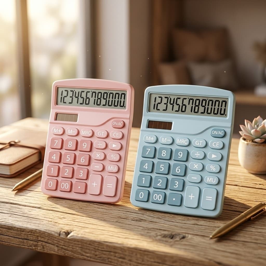 Calculadora De Mesa 12 Dígitos Teclas Grandes Cores Pastel – Rosa e Azul Escritório Escolar Luxo