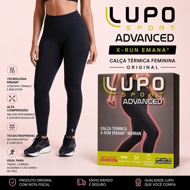 Calça Térmica Feminina Lupo X-Run Emana Original Compressão Academia Corrida Inverno