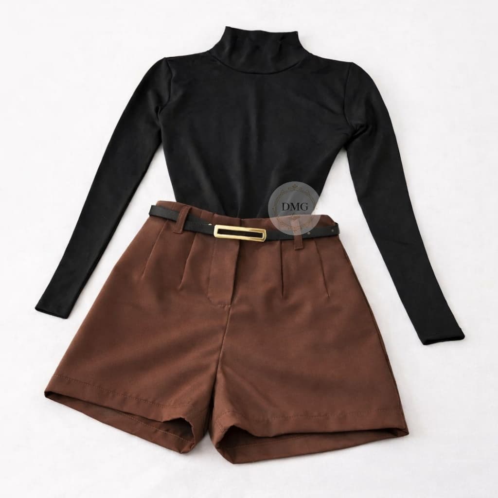 Conjunto Feminino Body Gola Alta + Short Alfaiataria - ENVIO IMEDIATO !
