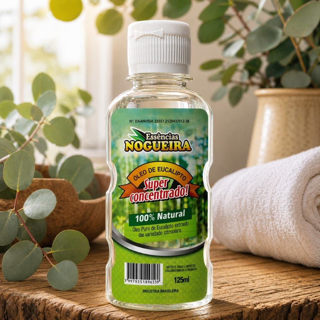 Óleo de Eucalipto Nogueira 100% Concentrado 125ml para Sauna e Aromaterapia