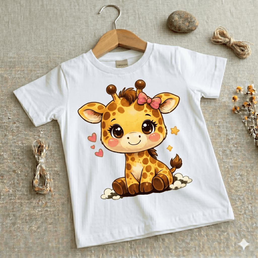 Camiseta Infantil Kids Safari Baby  Girafa 00% Conforto