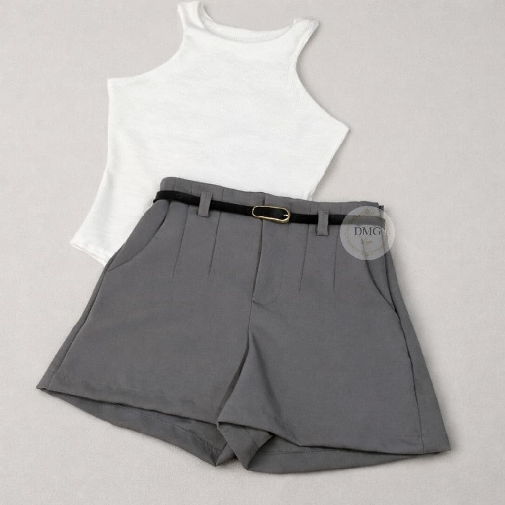 Conjunto Body Regata + Short com cinto Alfaiataria Look Casual - ENVIO IMEDIATOO!!!