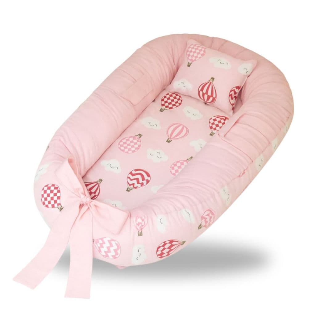 Ninho Redutor de Berço Menina Enxoval Grande com Almofada Anatômica Bebe Balão Rosa