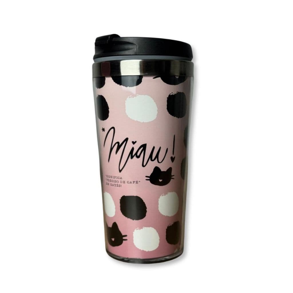 Copo Térmico Feminino Miau Garrafa 465ml Quente e Frio