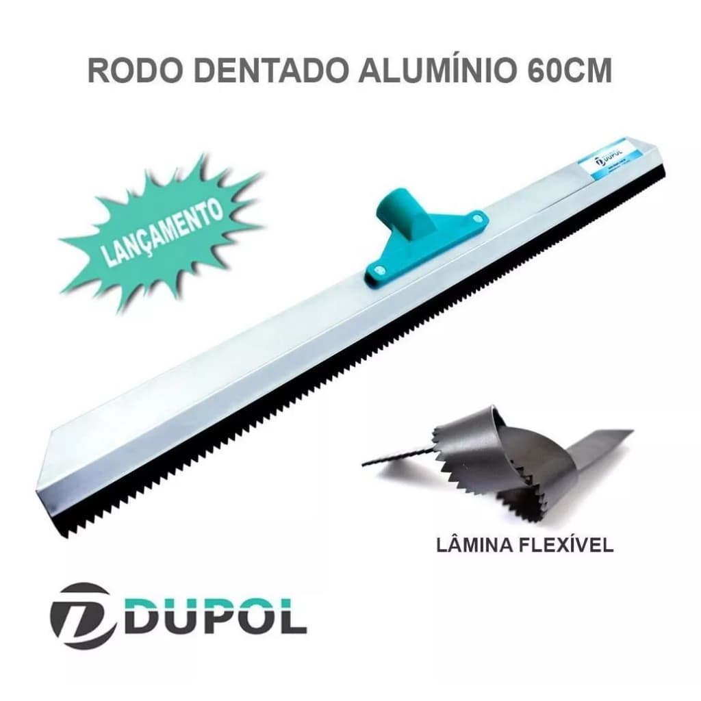 Rodo Dentado Nivelador Alumínio Simples Argamassa Autonivelante,Cimento Queimado Líquido 60cm -Dupol