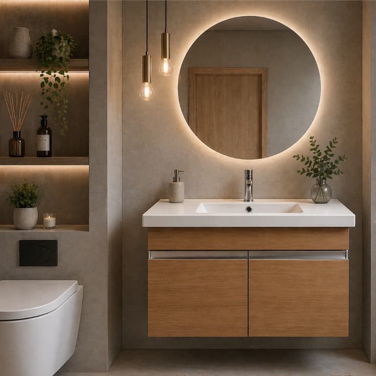 Gabinete Moderno para Banheiro Lavabo com Pia Integrada ABS Completo Suspenso 2 Portas