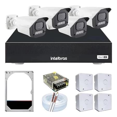 Kit 4 Câmeras Segurança Full Color Dvr Intelbras Full Color Noturna