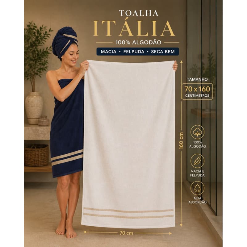 Jogo de Toalha  Banhão 100% Algodão, Toalha Grande 70x140 cm - Toalha Grossa, Felpuda e Macia - kit de Toalhas