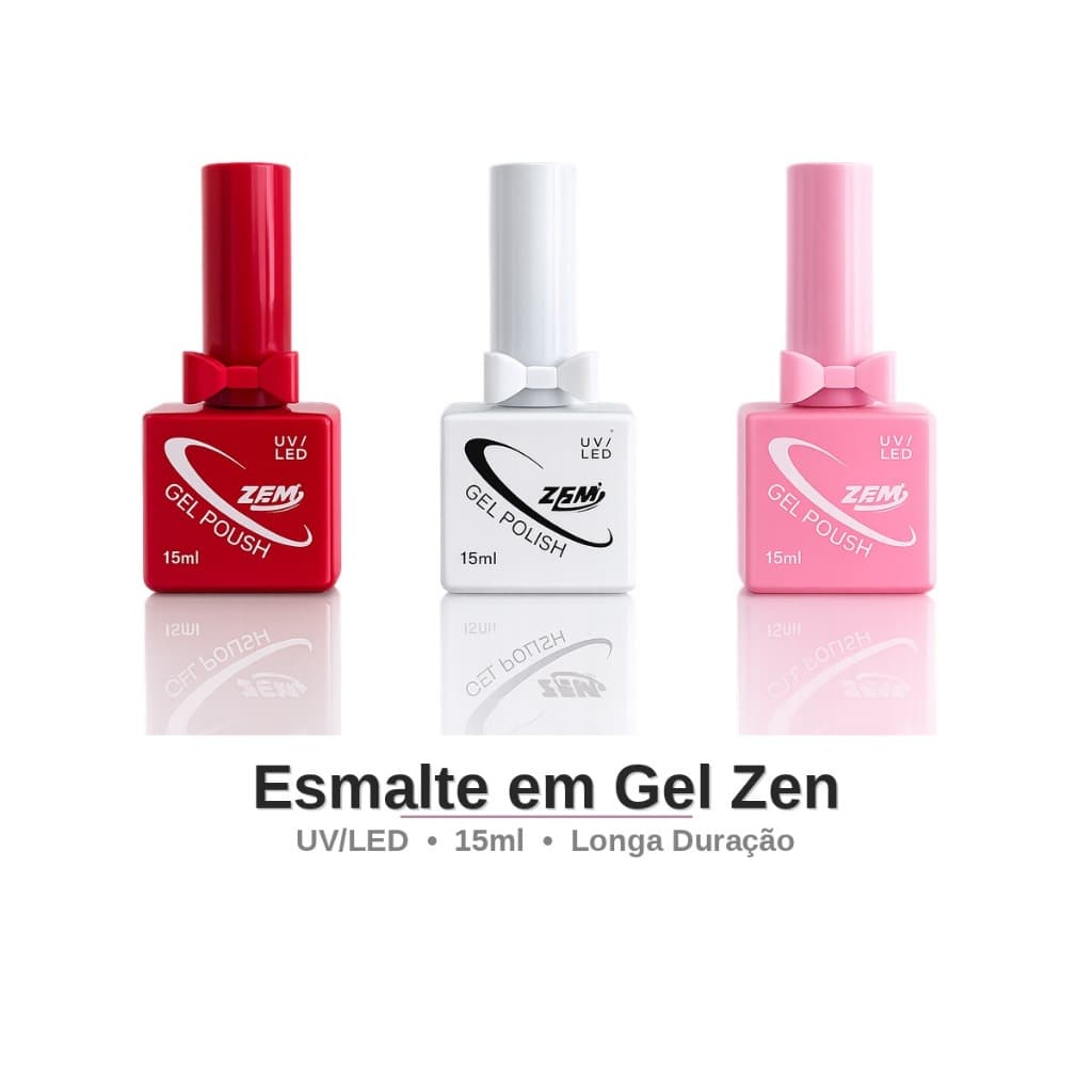 Esmalte em Gel UV LED 15ml ZEM Profissional Alta Durabilidade Brilho Intenso Secagem Rápida