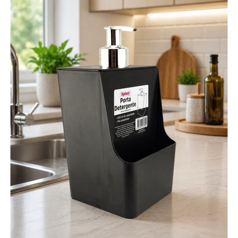 Porta Detergente Dispenser Para Pia - 550 ml - Com Compartimento Para Esponja
