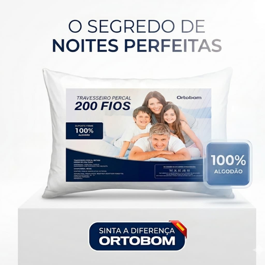 Travesseiro Percal Antialérgico Fibra Siliconada 100% Algodão Antiácaro Macio