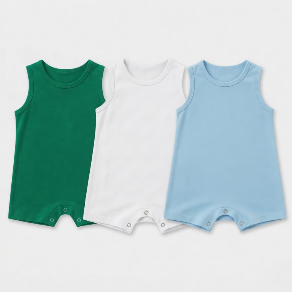 Kit 2 Pimpão Macacão Romper Menino Bebê Regata 100% Algodão Premium Minimalista Cores Urbanas Design Elite