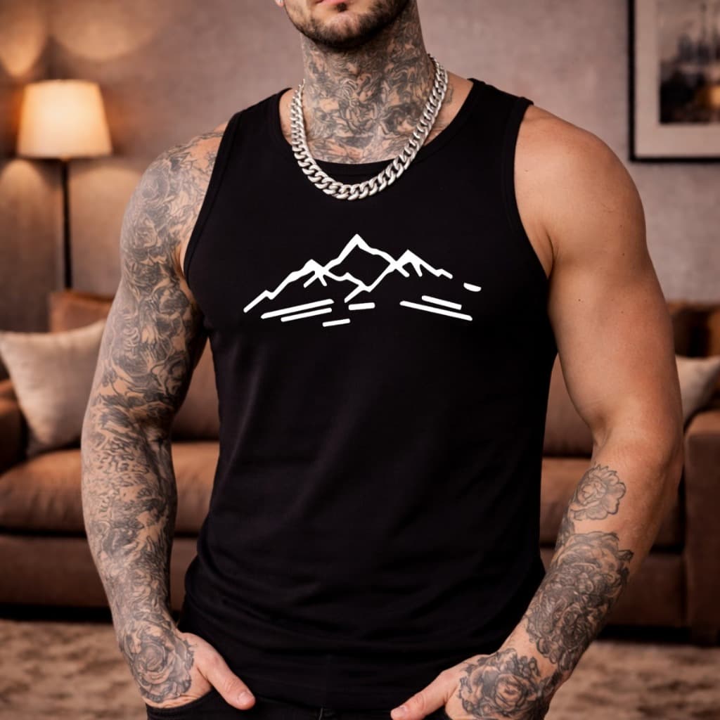 Camisa Regata Masculina Academia Algodão Brasil 100% Algodão Estampada Morro