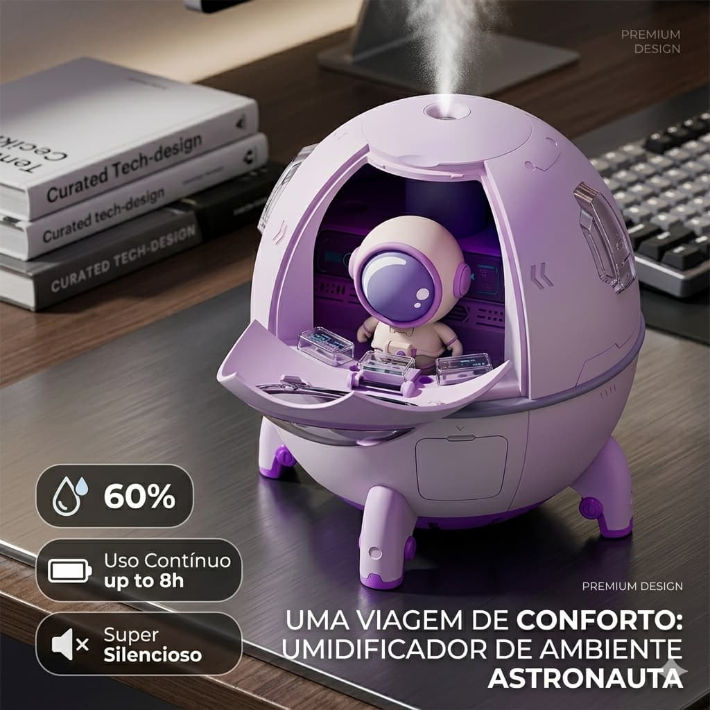 Umidificador Space Capsule – Mini Umidificador Portátil com Luz LED