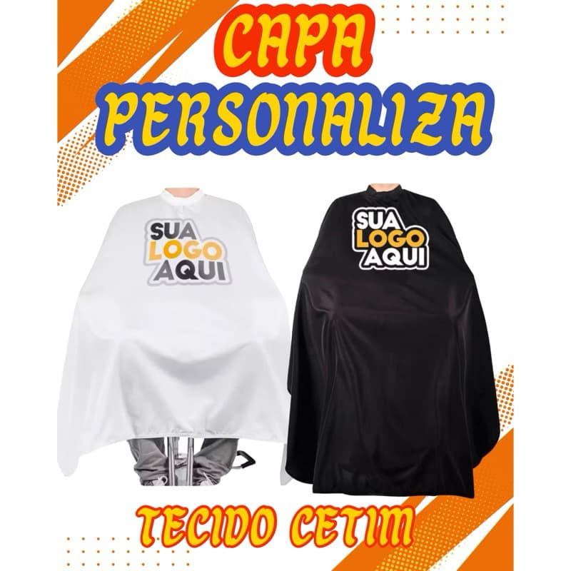 Kit 2 Capas Profissionais Barbeiro Cabeleireiro Personalizada com Logo | 150x150 | Cetim Premium