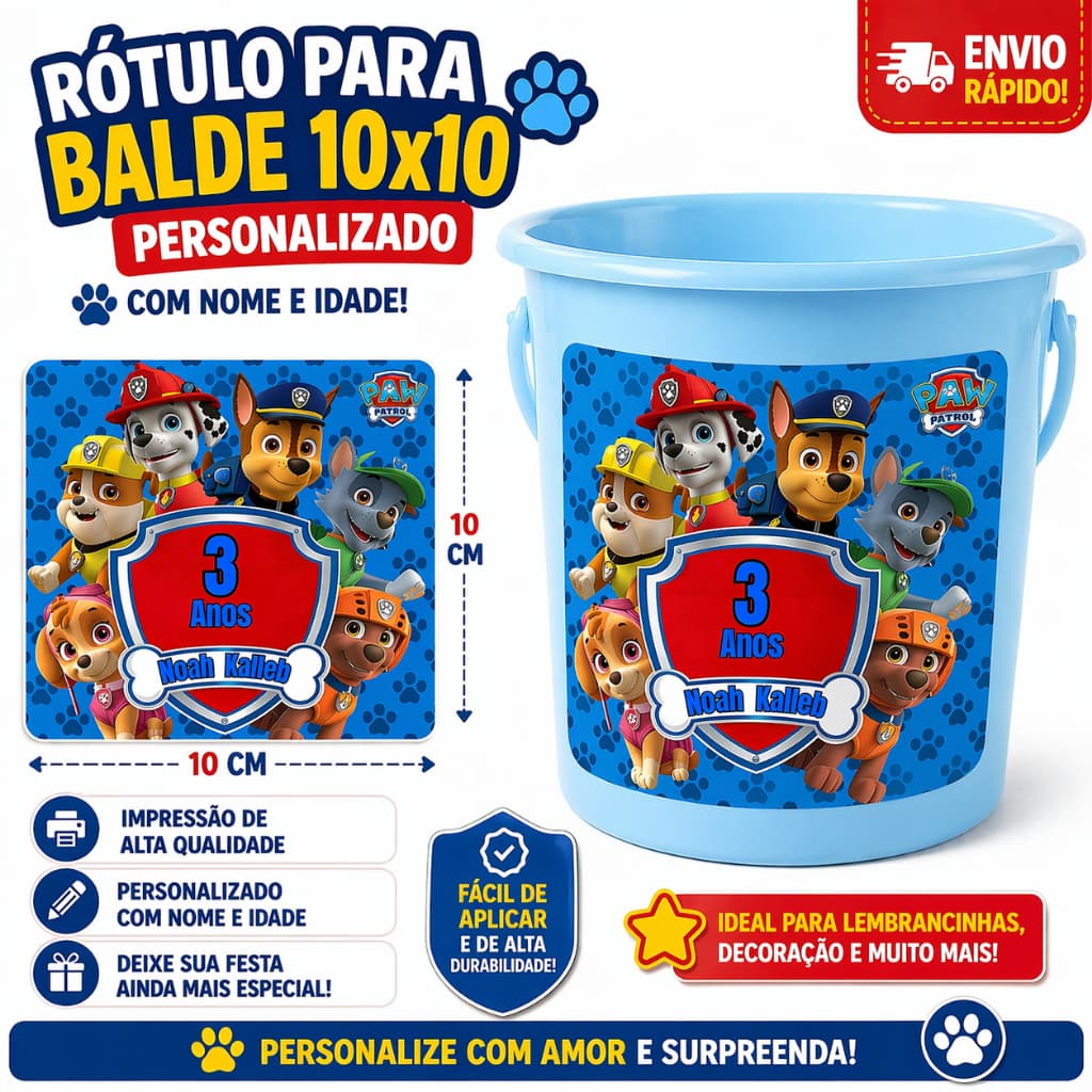 Kit 40 Rótulo Adesivo Personalizado para Balde|Copo Long Drik,  Infantil  Aniversário, Lembrancinha