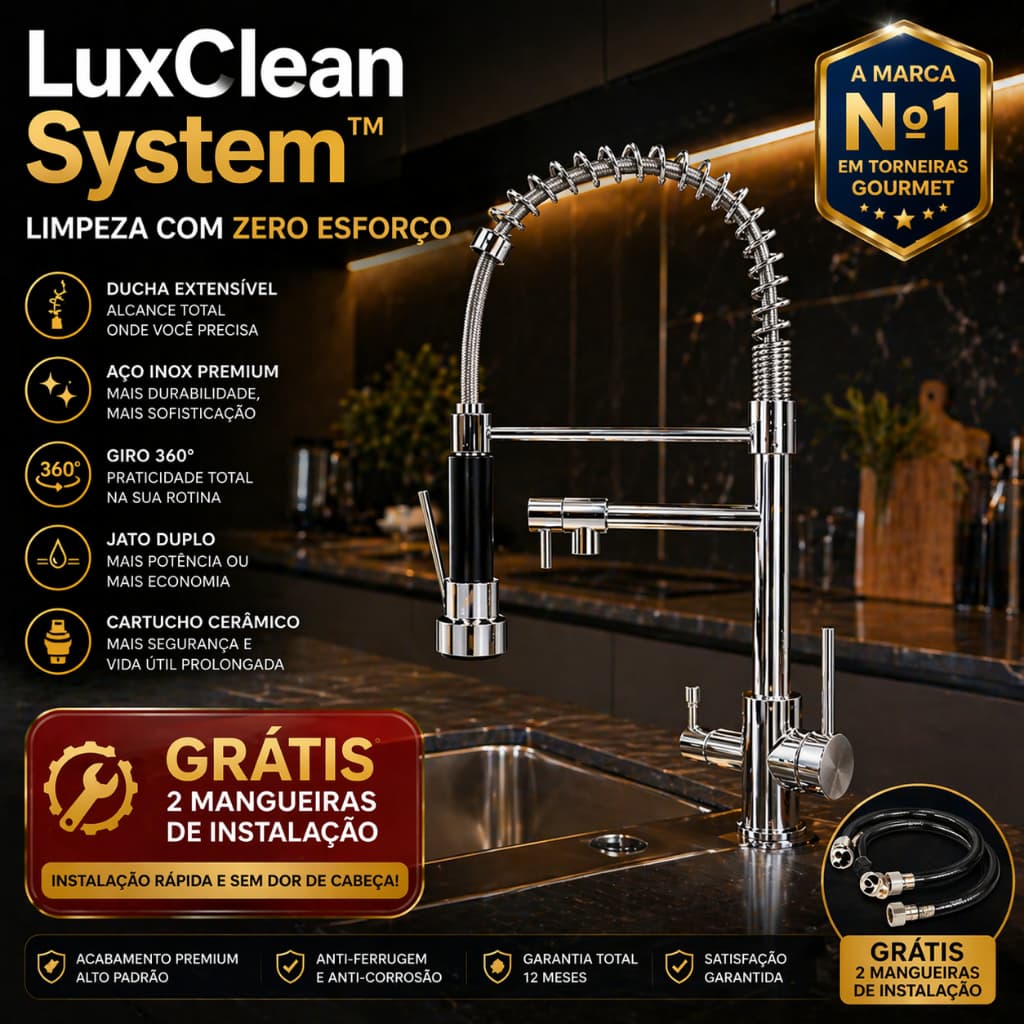 Torneira Goumet Mesa Cozinha Inox Ducha Extensivel Design Resistente Funcional