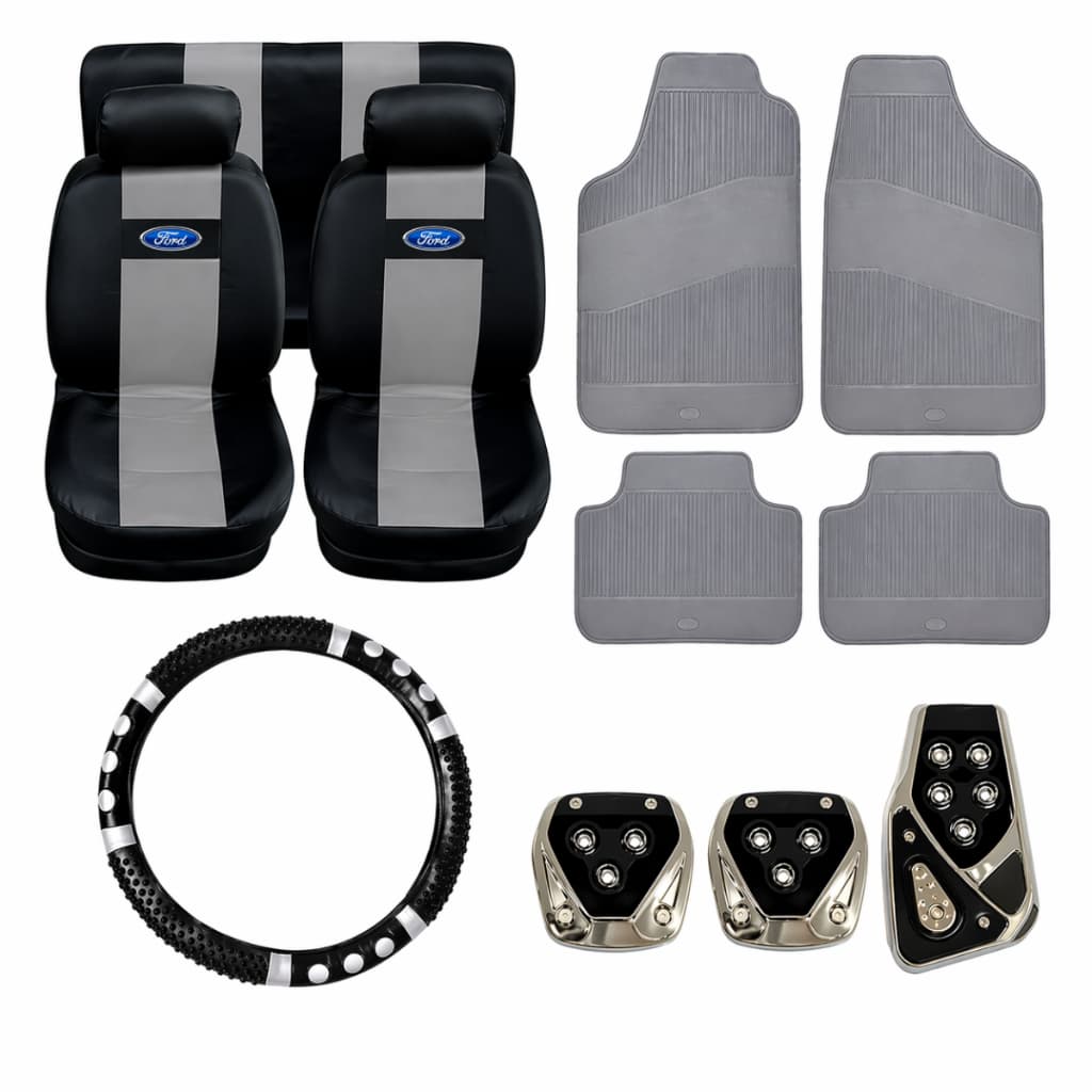 Kit Capas Banco Tapete Capa Volante Pedaleira Azul vermelho Rosa Carro Ford Ka Fiesta Focus Ecosport