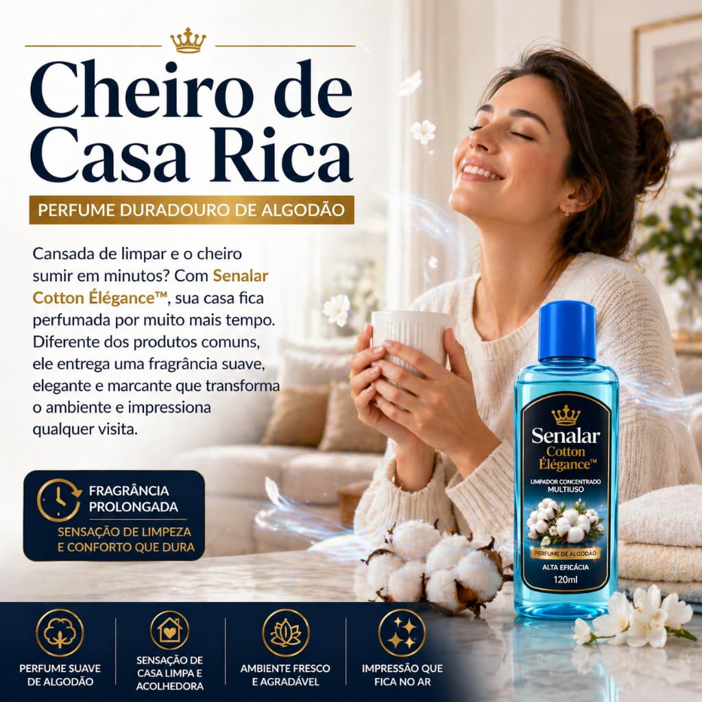 Limpador Concentrado Perfume Algodao Multiuso Economico Alta Eficacia 120ml