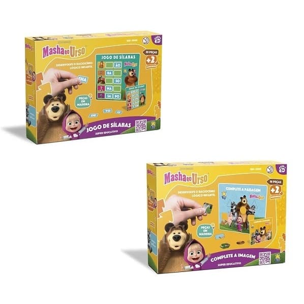 Combo Masha e o Urso Jogo das Silabas e Complete a Paisagem -  DiverToys