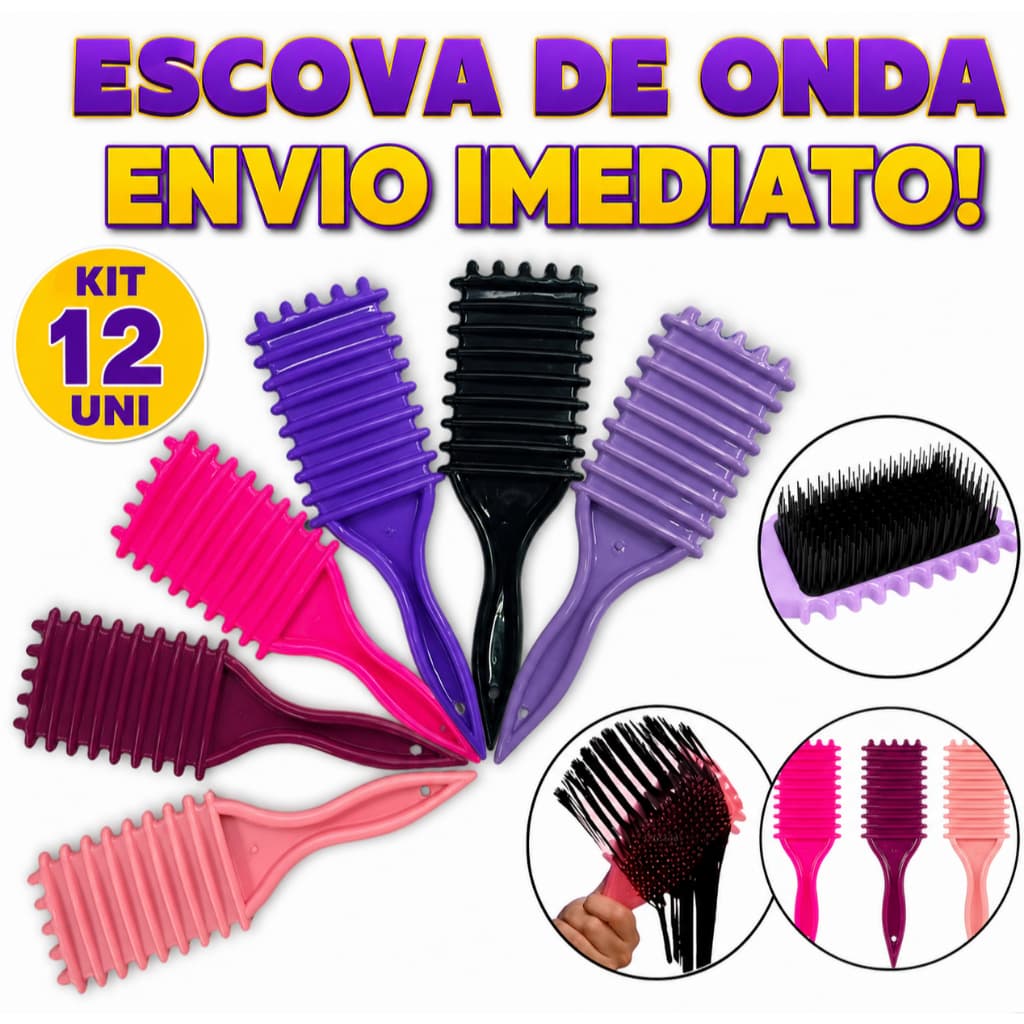 Kit 12 Atacado Escova Fitagem Definidora Finalizadora Escova De Ondulação - Com Cerdas Para Cabelos Cacheados - Unissex