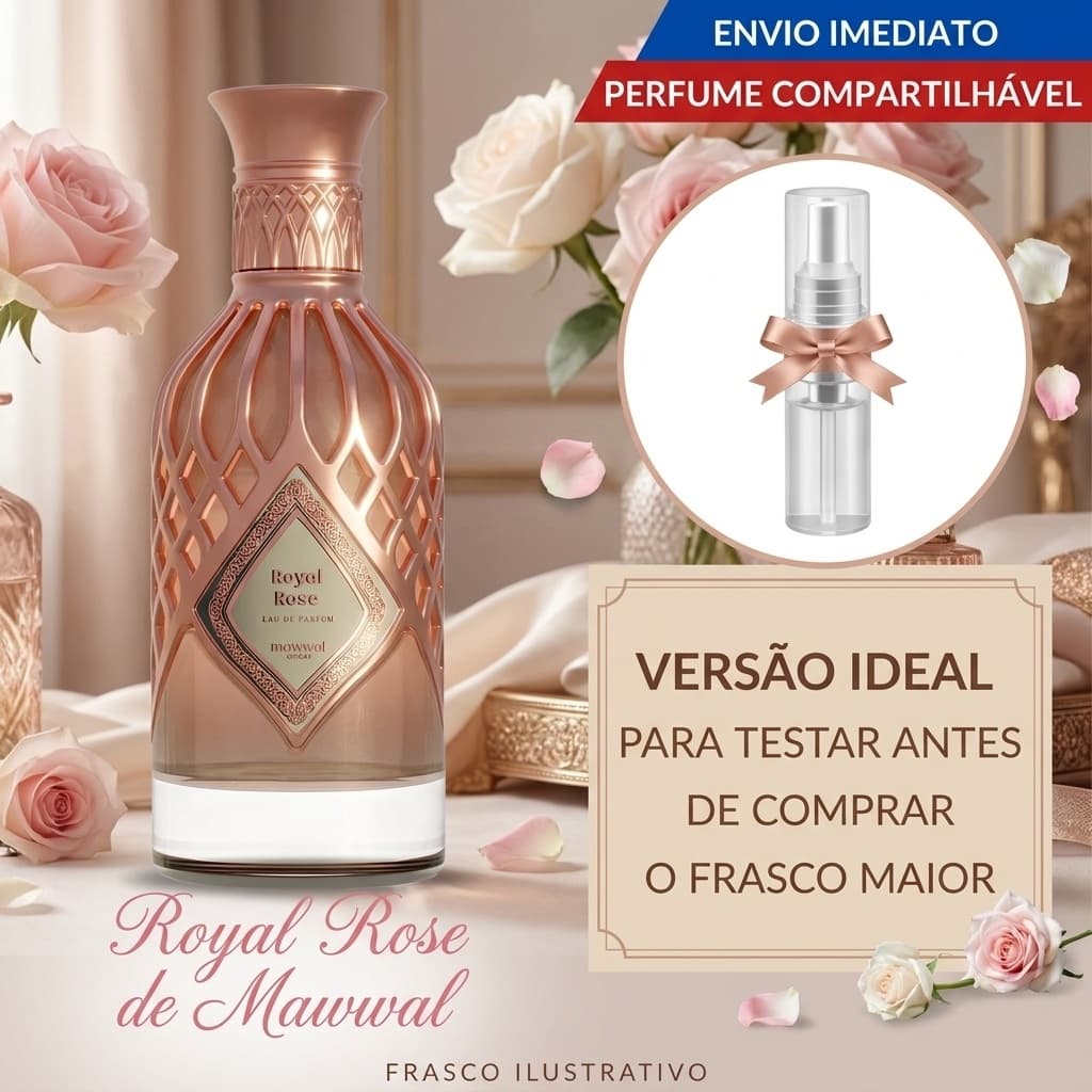 Perfume compartilhável Royal Rose Mawwal Perfume feminino SOFISTICADO ROSA LUXUOSA EXUBERANTE