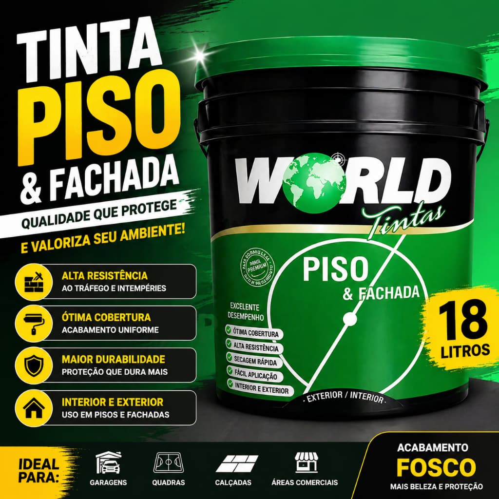 Tinta Piso 18 Litros Alta Resistência Interno  Externo Garagem Calçada Quadra Cimento Secagem Rápida