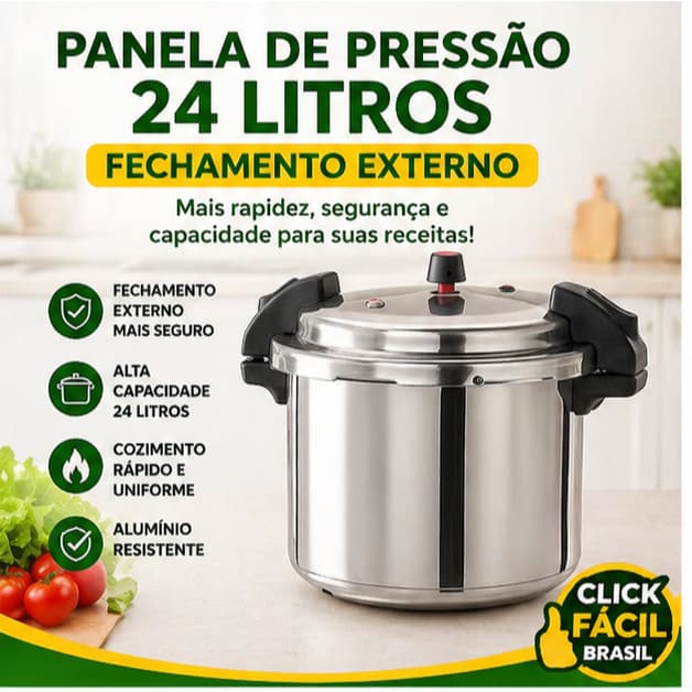 🏷️ Panela de Pressão 24 Litros Fechamento Externo Alumínio Nacional