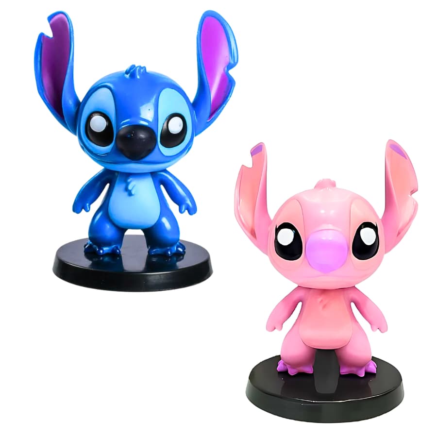 Bonecos Stitch e Angel Kit Colecionável 7,5cm Original Lilo & Stitch - Brinquedos de Alta Qualidade
