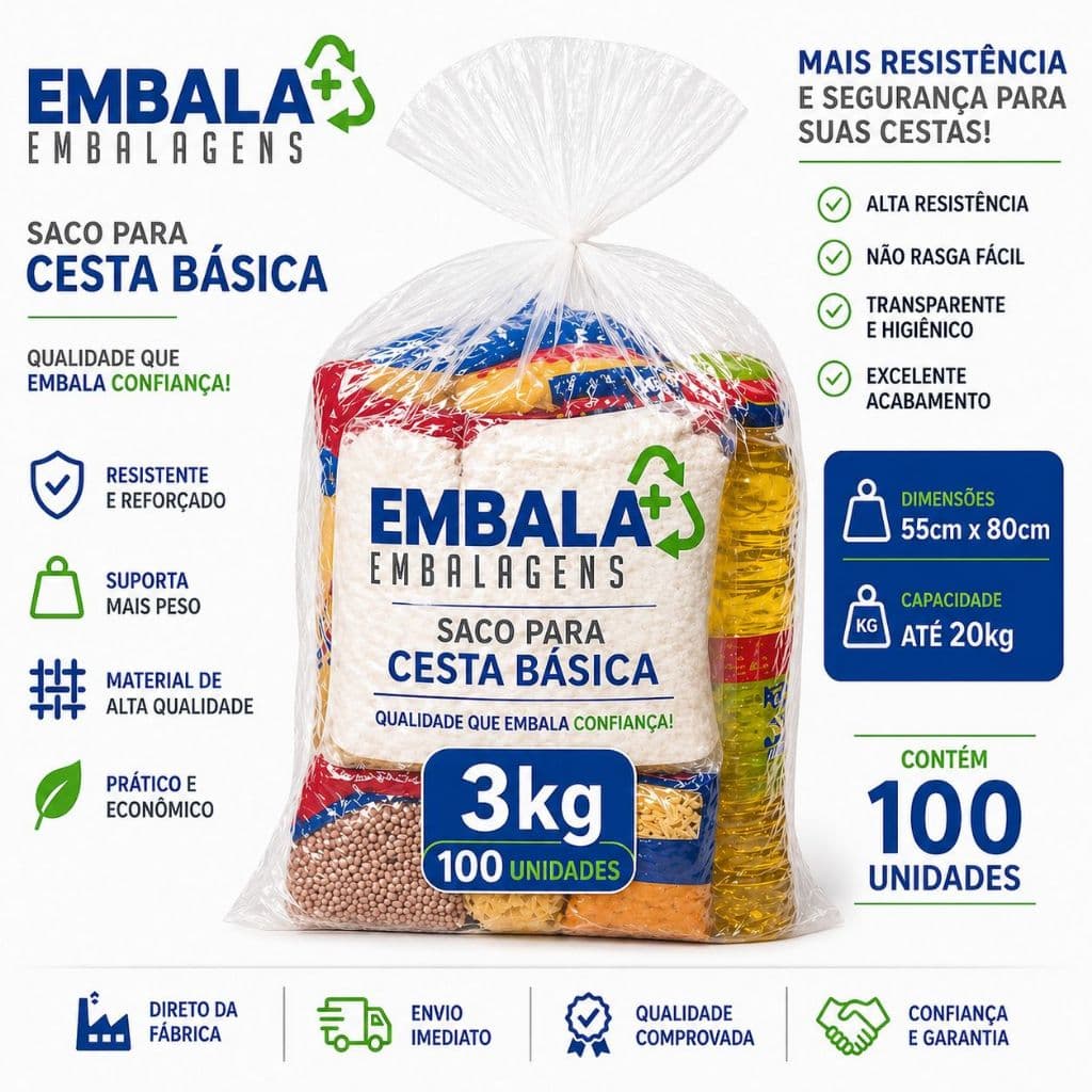 100 UNIDADES DE SACO PARA CESTA BASICA OU FARDO 50X80 RESISTENTE