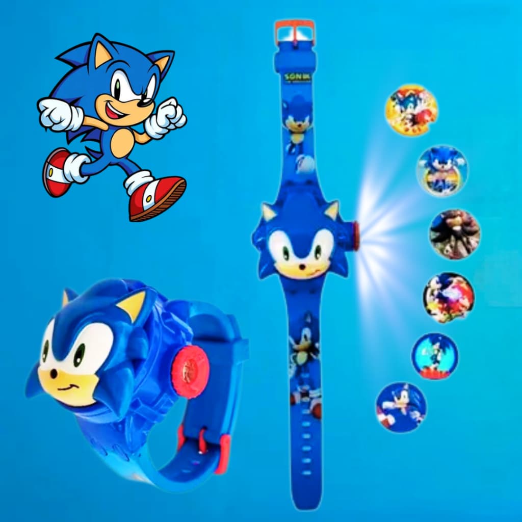Relógio Do Sonic Infantil Digital Com projeção De Imagens No Teto Parede Chão Ideal Para Presente Lembrancinha