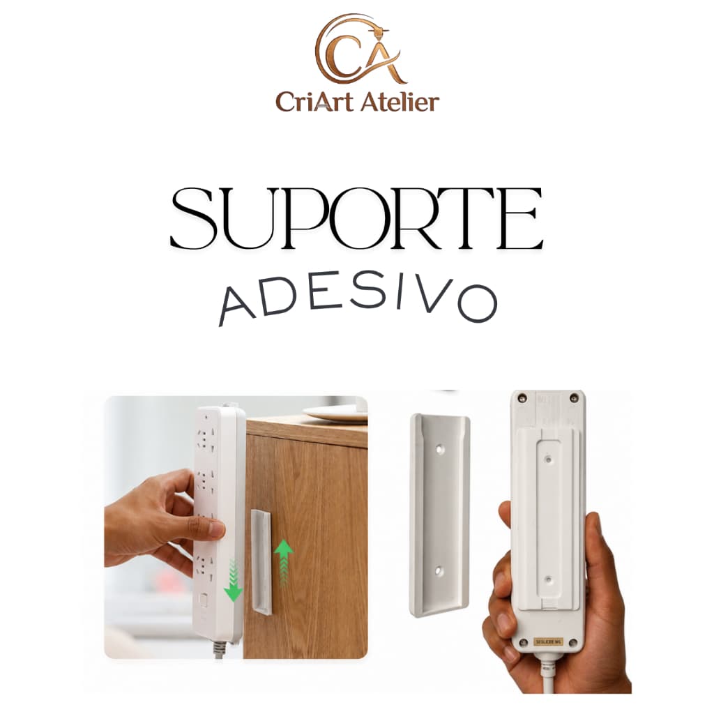 KIT Suporte Adesivo Para Extensão Roteador Filtro De Linha Com Fixação Sem Furar Parede
