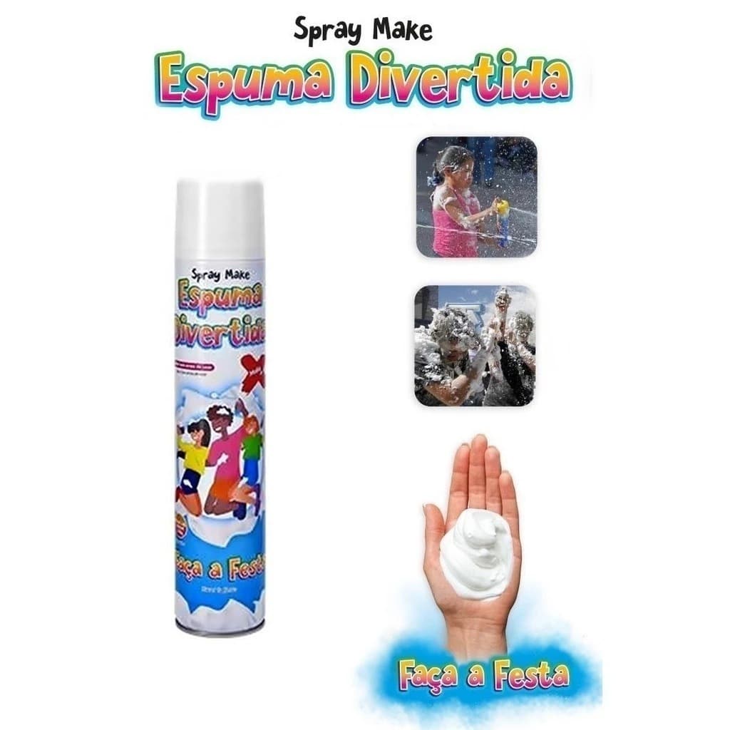 Espuma Divertida 400ml Carnaval Make Atóxica, Fácil de Limpar, Ideal para Festas