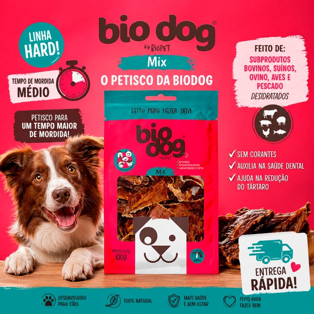 Petisco Clássicos Biodog Biscoito para Cães Mix -100 gramas