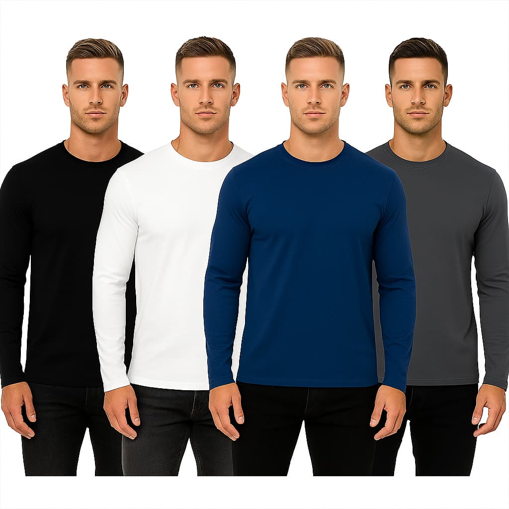 Kit 4 Camiseta Manga Longa Masculina Básica Segunda Pele Leve Malha Fria