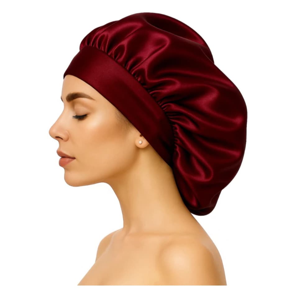 Gorro De Cabelo De Seda Acetinada Com Faixa Larga, Touca De Dormir Para Cuidados com o Cabelo