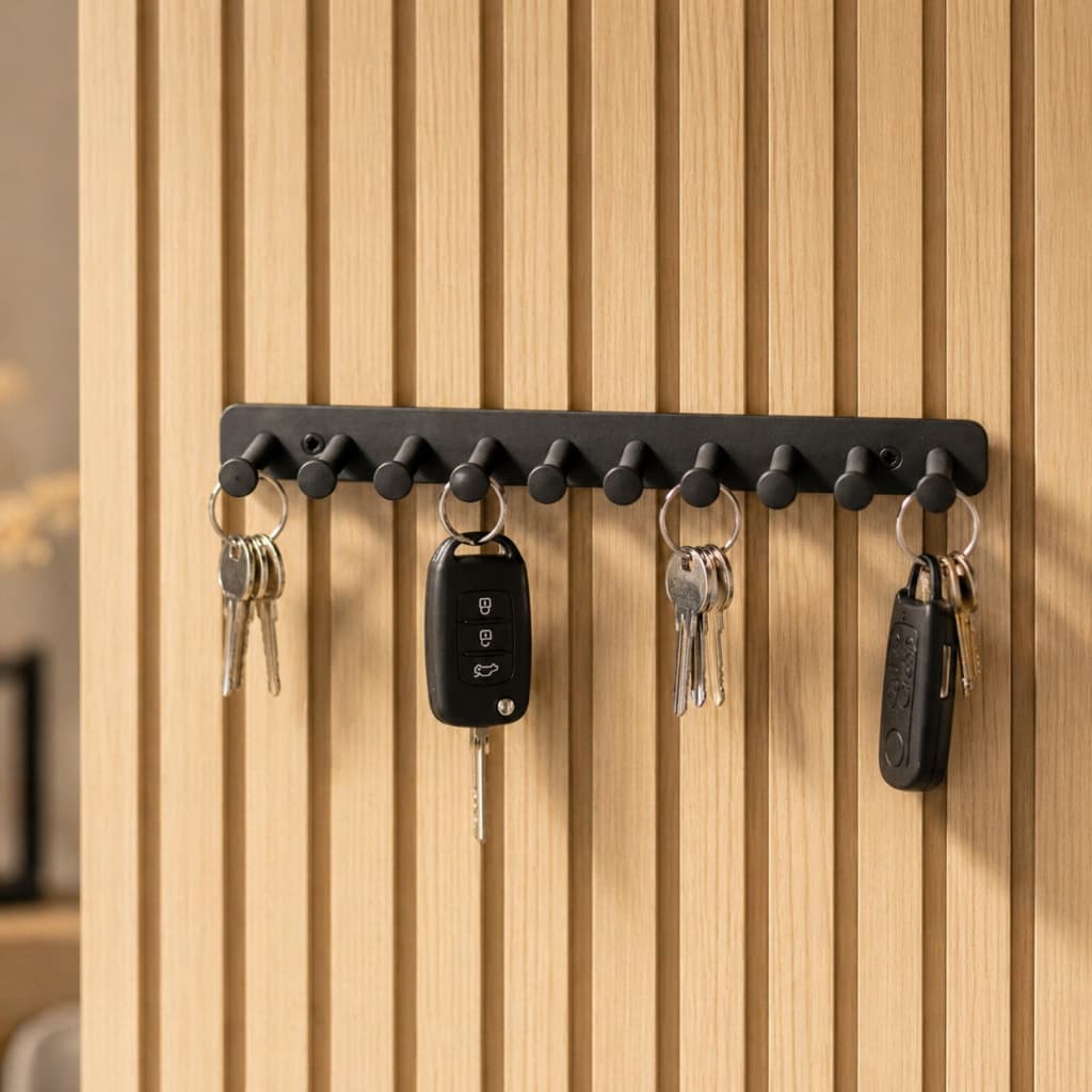 Organizador Chaveiro Porta Chaves com 10 Ganchos MinimalistaModerno Elegante Para Sala Escritório Com Furos Para Fixação