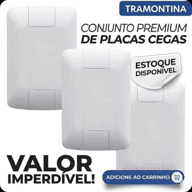 Kit 3 Unidades Placa Cega Espelho Para Parede Tampa de tomada 4x2 Tramontina Aria Branc