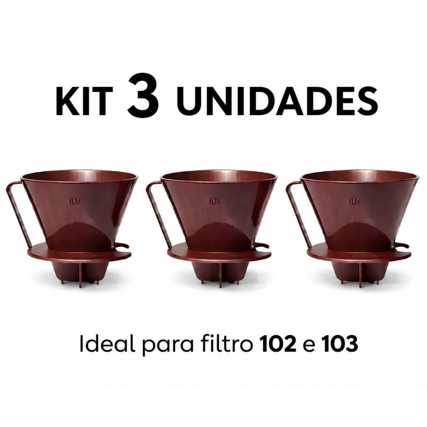 Kit 3 Suportes para Coador Café 102 ou 103 | Porta Filtro Reutilizável Universal para Café Manual