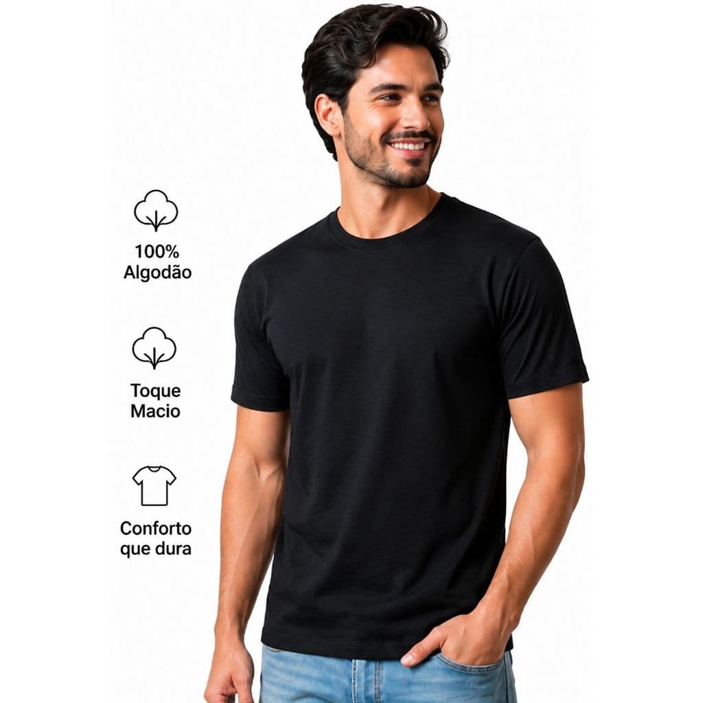 Camiseta Premium Masculina 100% Algodão Malha Penteada Fio 30.1
